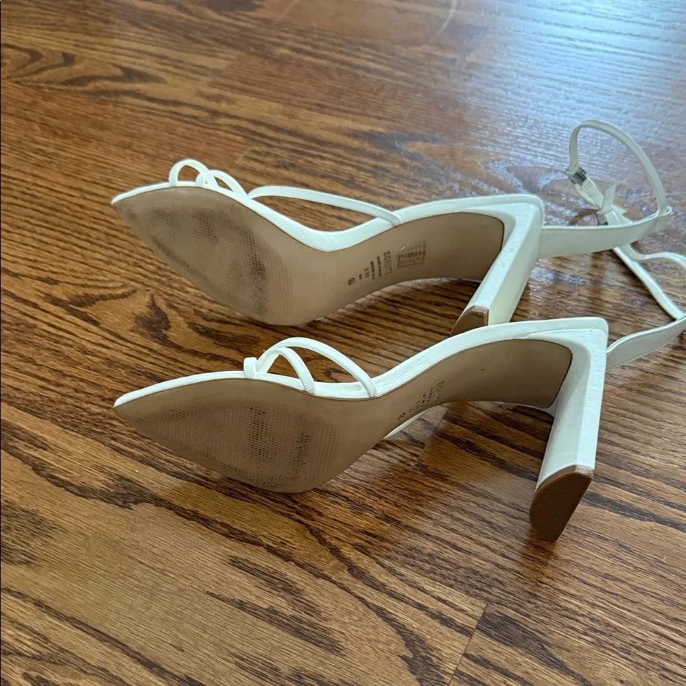 SCHUTZ White and Yellow Strappy Heels